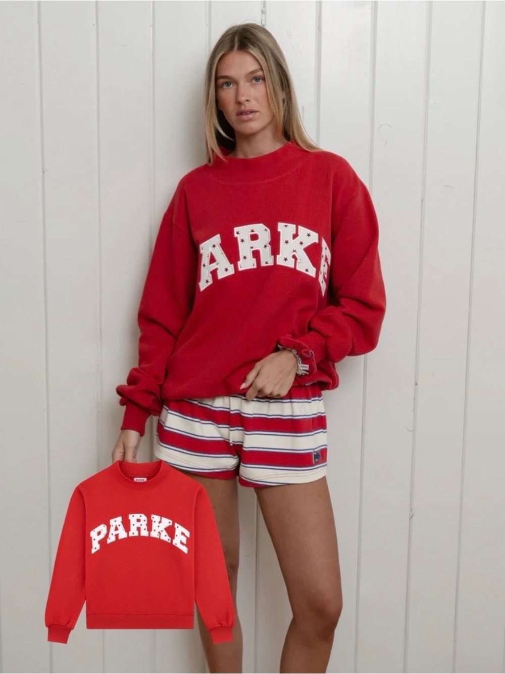 New Authentic Red Parke Sparkler Costal Sold Out Varsity Mockneck Pullover S/M